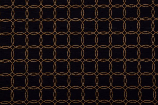 Dekorační látka v černé barvě s kruhy 1290/060