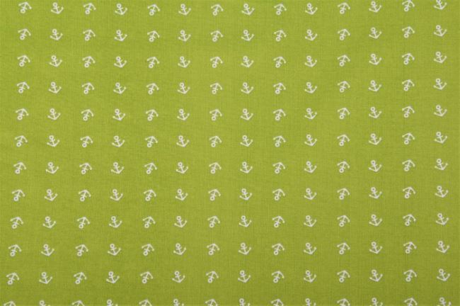 Bavlna v zelené barvě s bílými kotvičkami 9304/03