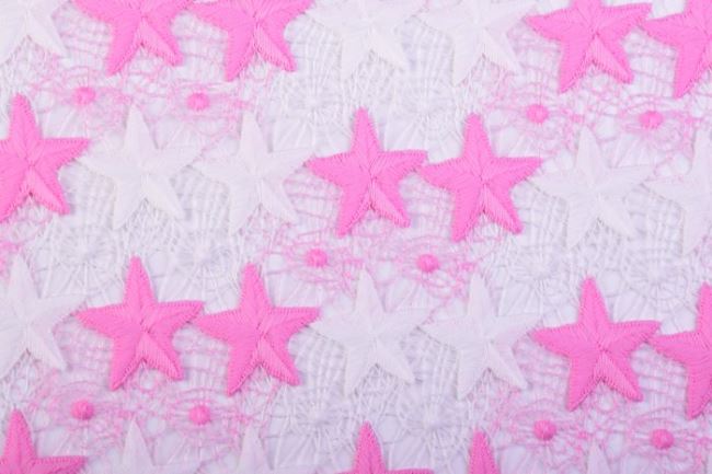 Krajka s tkaným vzorem růžových hvězd 5895/050-04