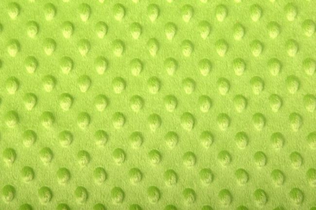 Minky fleece v jasně zelené barvě s vytlačenými puntíky 03347/023