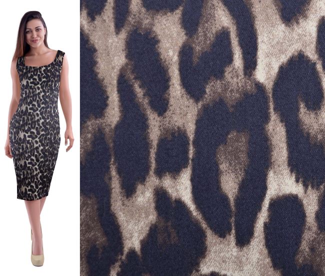 Strečová bavlna s digitálním potiskem leopardí kůže 15219/178