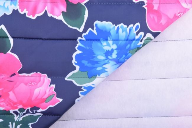 Prošev v modré barvě s potiskem barevných květin 61648