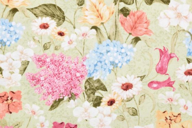 Americká bavlna na patchwork s potiskem zahradních květin 199PYOPM/104