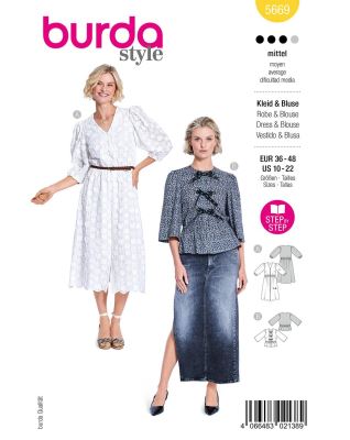 Střih na dámské šaty a halenku ve vel. 36-48 5669