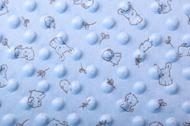 Minky fleece v modré barvě s vytlačenými puntíky 131.907/5029