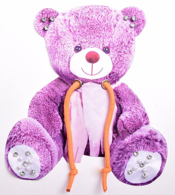 Nášivka ve fialové barvě ve tvaru medvídka FU003