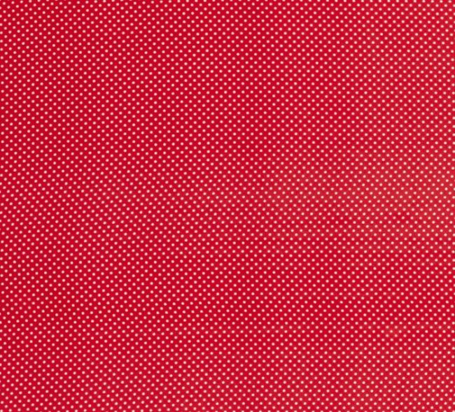 Šifón v červené barvě s drobným potiskem puntíků 13200/015