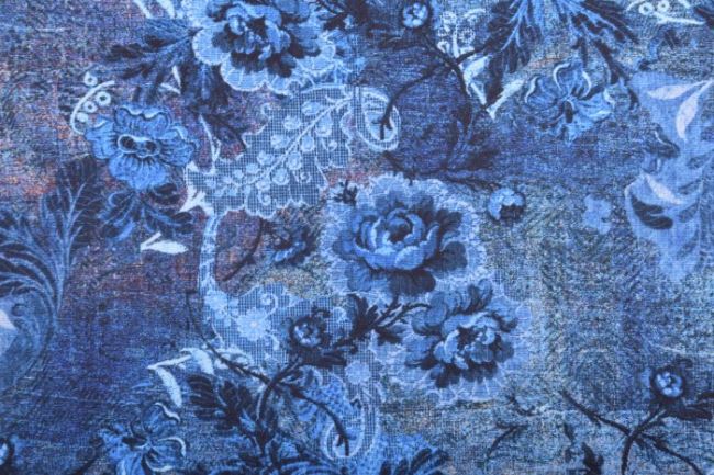 Punto di Roma s květinovým vzorem v modré barvě 13351/695