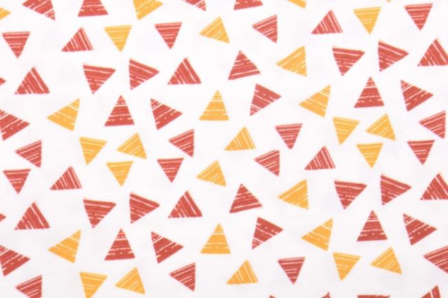 Bavlněný úplet ve smetanové barvě s potiskem trojúhelníků 65434