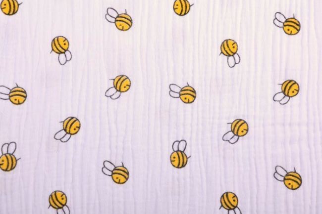 Mušelín ve smetanové barvě s potiskem včel 11250/051