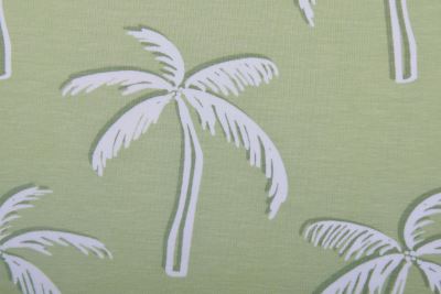 Bavlněný úplet v zelené barvě s potiskem palm 23617/026