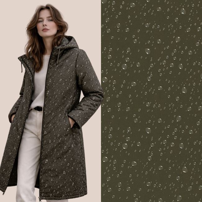 Softshell v khaki barvě s fóliovým potiskem kapek 20449/027