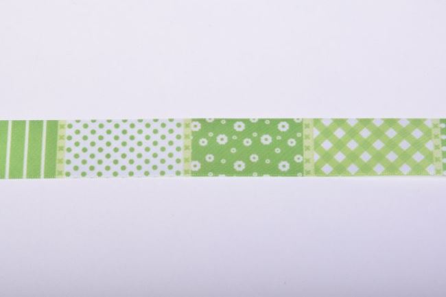 Stuha s patchwork vzorem v zelené barvě 11010