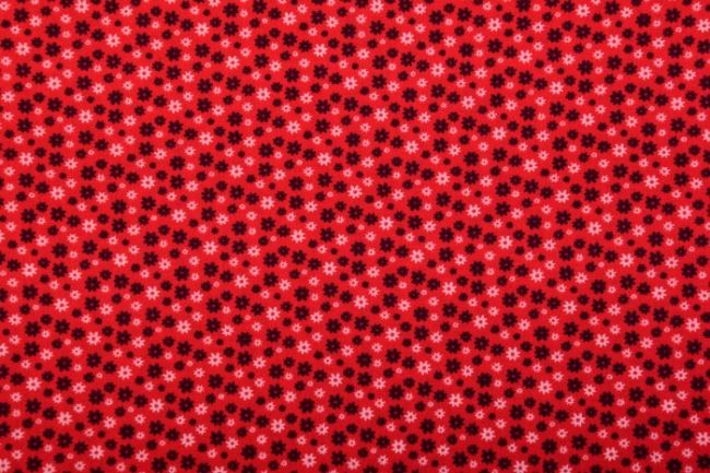 Červená bavlněná látka s potiskem drobných květin 128.747.3005