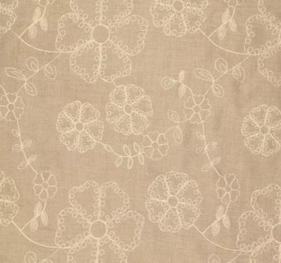 Látka v béžové barvě s výšivkou květin 22759/178