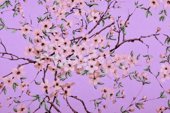Viskozový úplet ve světle fialové barvě s květy 4316/042