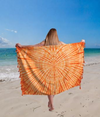 Pareo/sarong v oranžové barvě s potiskem batiky BALI224