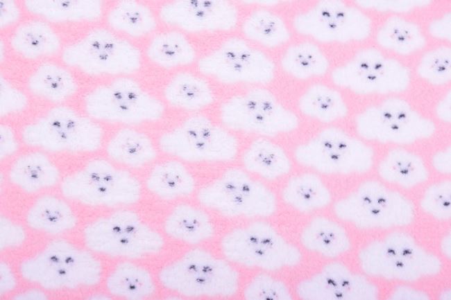 Wellness fleece v růžové barvě s motivem mráčků 10225/011