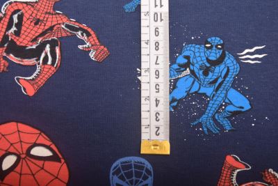 1 m počesaná teplákovina v tmavě modré barvě s potiskem Spider-Man DS-KUP99 (1)