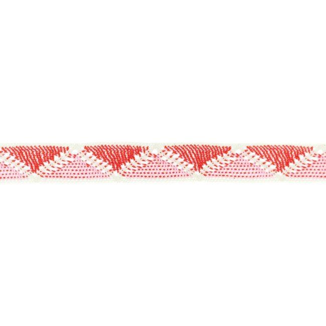 Bavlněná tkaná stuha s cik-cak vzorem v červené barvě 33208