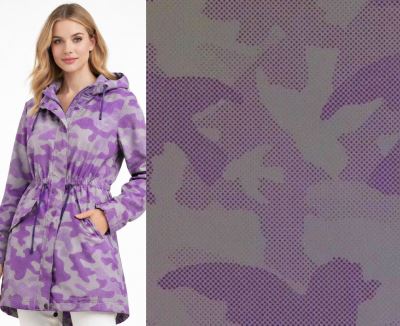 Šusťákovina s reflexním vzorem ptáčků ve fialové barvě 132.691/5024