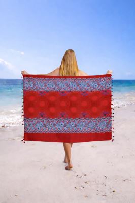 Pareo/sarong v červené barvě s potiskem mandal BALI201
