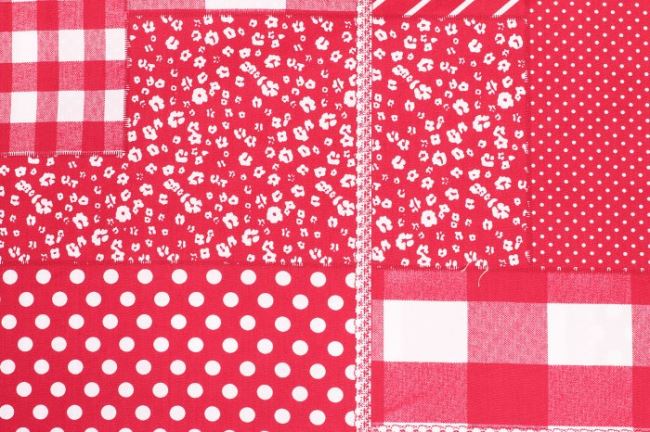 Bavlna - červený patchwork 05634/015