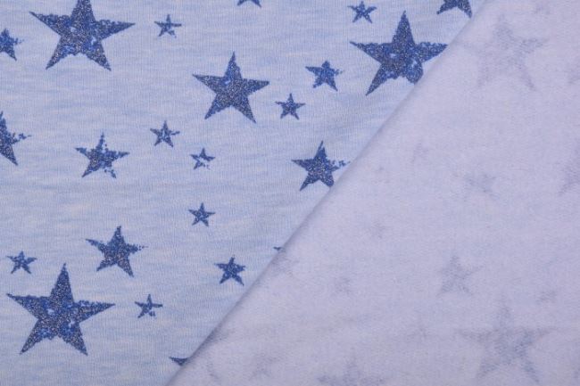 Teplákovina s potiskem třpytivých modrých hvězd 13858/631