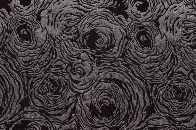 Kostýmová látka s motivem růží v černé barvě 5010/070