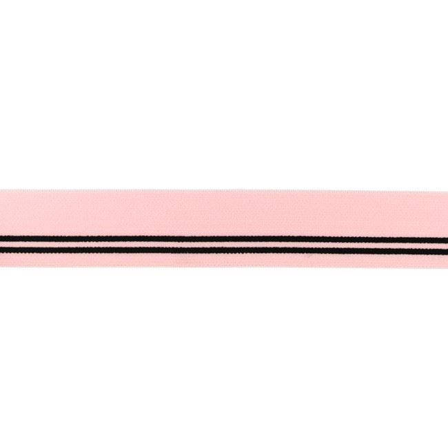 Prádlová guma o šíři 30 mm v růžové barvě s černým pruhem 453R-32187