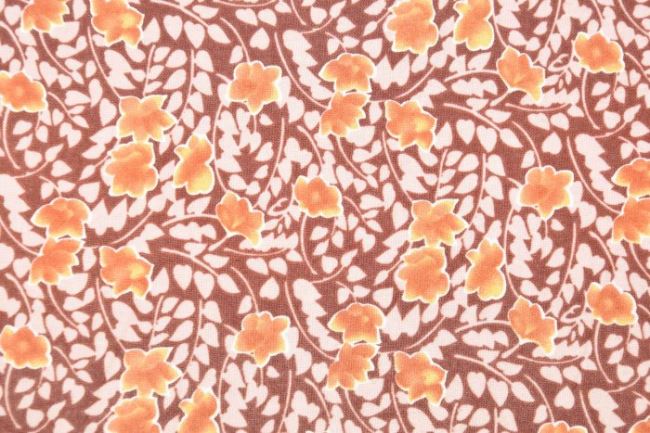 Americká bavlna na patchwork s hnědými květy 199PYOPM/123