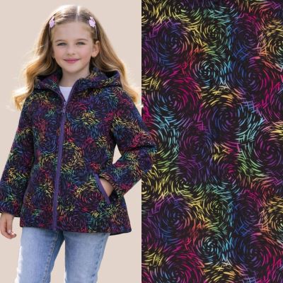 Softshell v černé barvě s digitálním potiskem abstrakních barevných kol 20443/069