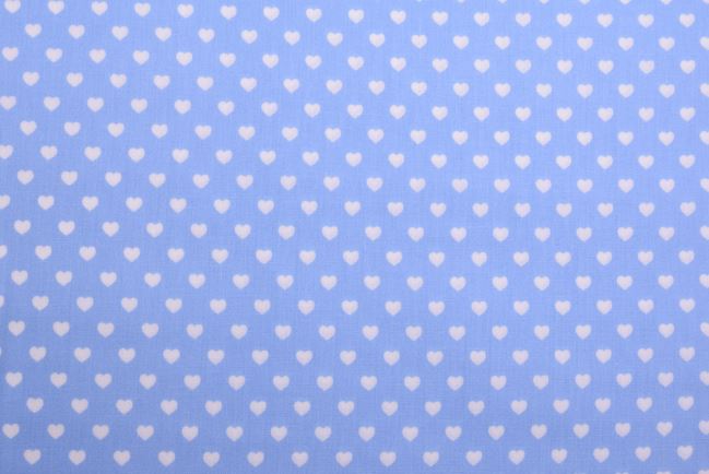 Bavlna v modré barvě s potiskem srdíček 01264/002