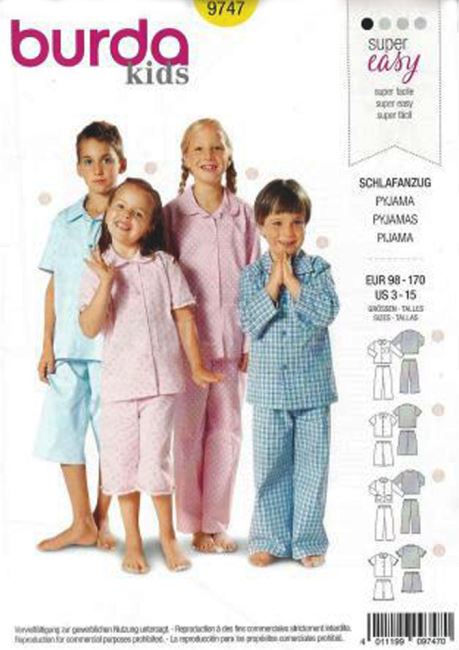 Střih na dětské pyžamo 9747