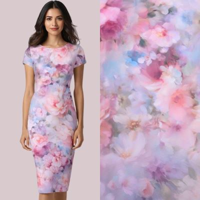 Kostýmová látka Barbie s digitálním květinovým potiskem SMT-SF-8342A