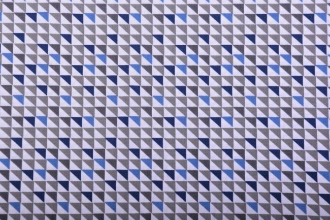 Bavlna s šedo-modrými trojúhelníky KC0196-011
