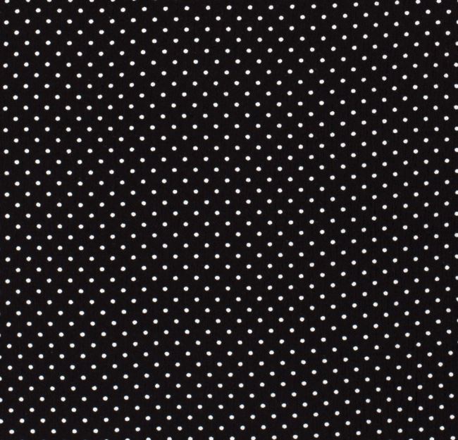 Viskóza v černé barvě s potiskem drobných bílých puntíků 17163/069