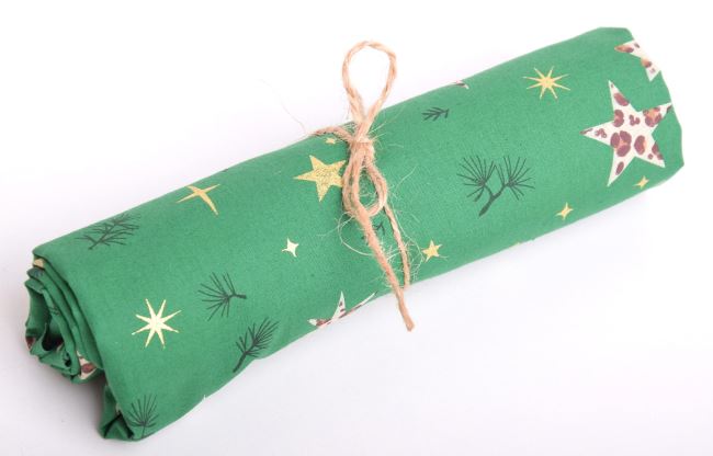 Rolička vánoční bavlny v zelené barvě s potiskem hvězdiček RO18705/025