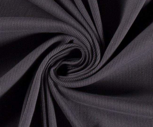 Žebrovnaný bavlněný úplet v tmavě šedé barvě 16552/068