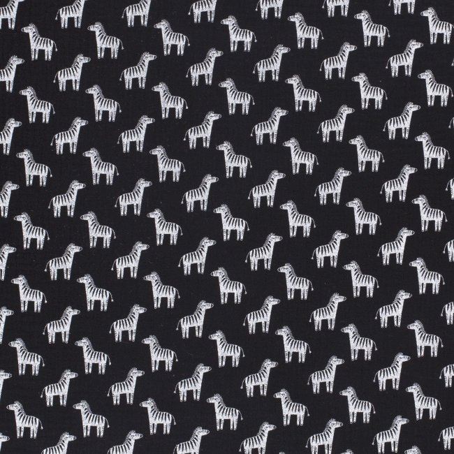 Mušelín v černé barvě s potiskem zebry 13051/069