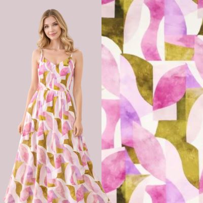 Viskózový úplet s geometrickým digitálním potiskem 22552/875