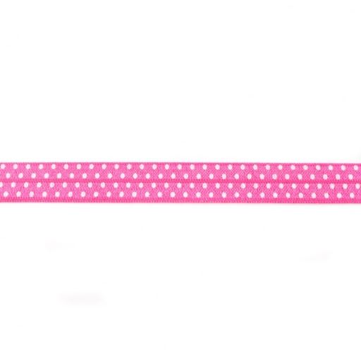 Lemovací gumička v růžové barvě s puntíky široká 1,5 cm 30197