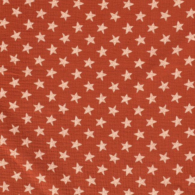 Mušelín v cihlové barvě s hvězdami 15514/156