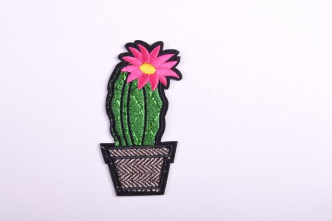Nažehlovací nášivka s motivem kvetoucího kaktusu NA32P