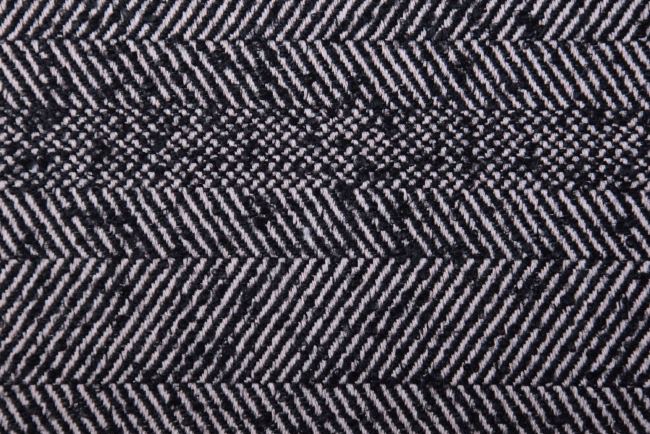 Kabátová vlněná látka s tkaným vzorem ozdobných pruhů TI412