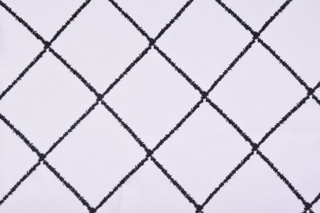 Satén v bílé barvě s geometrickým vzorem I9551/001
