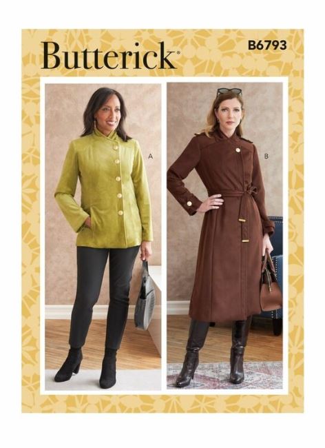 Střih Butterick na dámský kabát ve vel. 34-42 B6793-B5