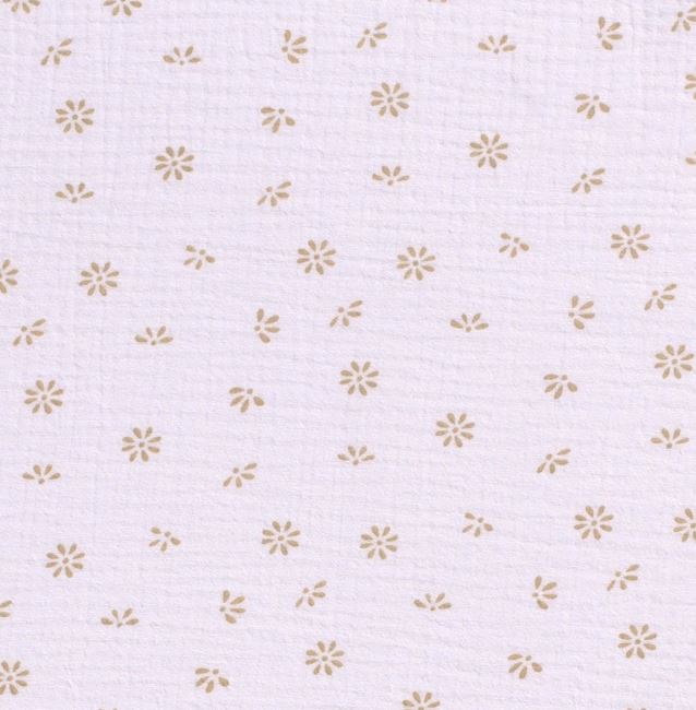 Mušelín v bílé barvě s potiskem drobných květin 19293/050