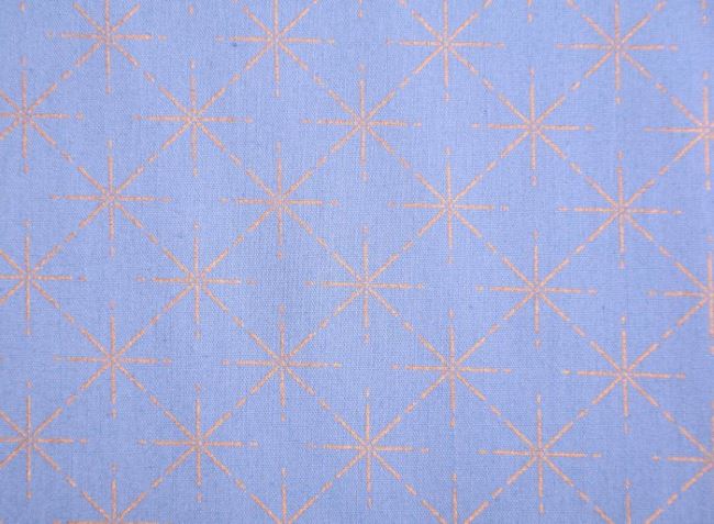 Vánoční látka z bavlny v modré barvě se zlatými hvězdičkami 16703/006