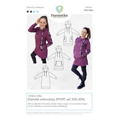 Tištěný střih Fazonetka na dámské mikinošaty SPORT vel. XXS-XXXL FA077